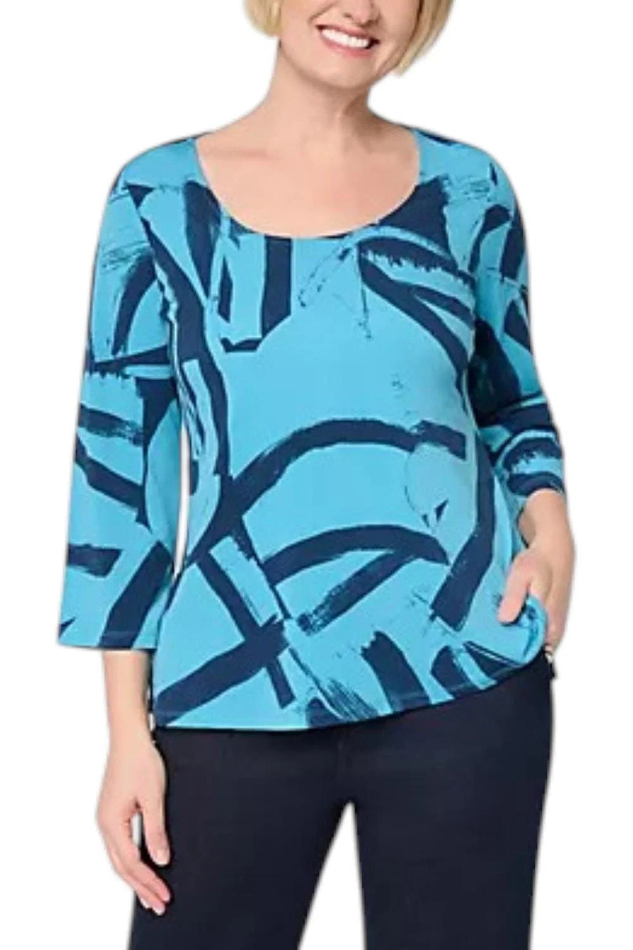 Women with Control Printed Moss Crepe Top - Regular